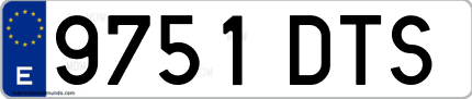 Ejemplo de matrícula de coche ordinaria 9751 DTS