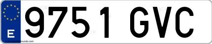 Ejemplo de matrícula española 9751 GVC