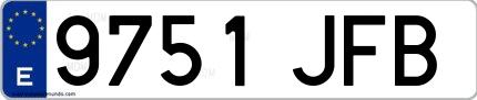 Ejemplo de matrícula española 9751 JFB