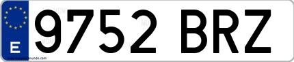 Ejemplo de matrícula española 9752 BRZ