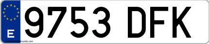 Ejemplo de matrícula de coche ordinaria 9753 DFK