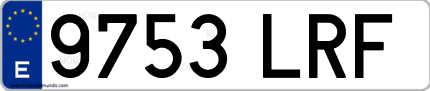 Ejemplo de matrícula de coche ordinaria 9753 LRF