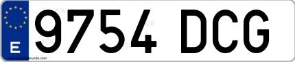 Ejemplo de matrícula española 9754 DCG