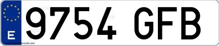 Ejemplo de matrícula española 9754 GFB