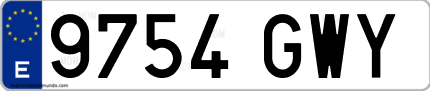 Ejemplo de matrícula de coche ordinaria 9754 GWY