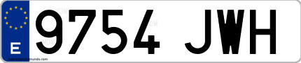 Ejemplo de matrícula de coche ordinaria 9754 JWH