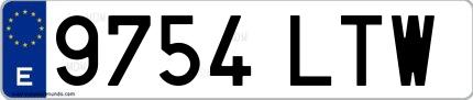 Ejemplo de matrícula española 9754 LTW