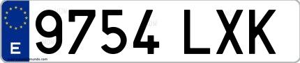 Ejemplo de matrícula española 9754 LXK
