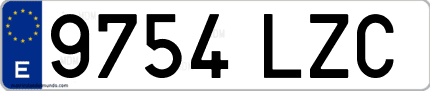 Ejemplo de matrícula de coche ordinaria 9754 LZC