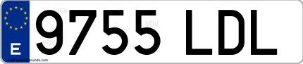 Ejemplo de matrícula española 9755 LDL