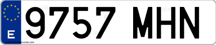 Ejemplo de matrícula de coche ordinaria 9757 MHN