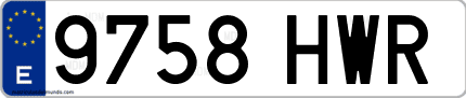 Ejemplo de matrícula de coche ordinaria 9758 HWR