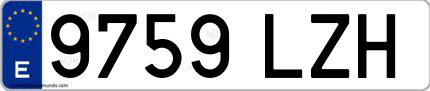 Ejemplo de matrícula española 9759 LZH
