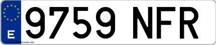 Ejemplo de matrícula española 9759 NFR