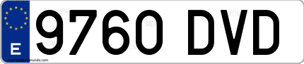 Ejemplo de matrícula de coche ordinaria 9760 DVD