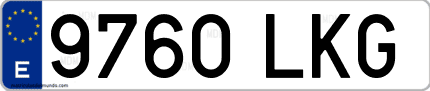 Ejemplo de matrícula de coche ordinaria 9760 LKG