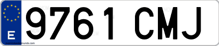 Ejemplo de matrícula de coche ordinaria 9761 CMJ