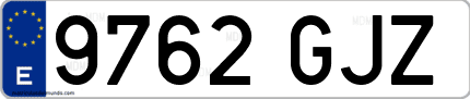 Ejemplo de matrícula de coche ordinaria 9762 GJZ