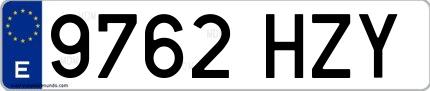 Ejemplo de matrícula española 9762 HZY