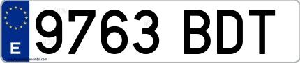 Ejemplo de matrícula española 9763 BDT