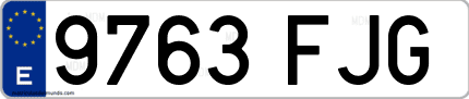 Ejemplo de matrícula de coche ordinaria 9763 FJG