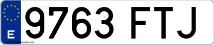 Ejemplo de matrícula española 9763 FTJ