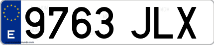 Ejemplo de matrícula de coche ordinaria 9763 JLX