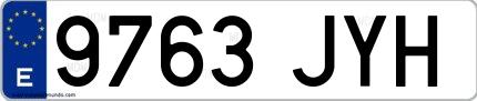 Ejemplo de matrícula española 9763 JYH