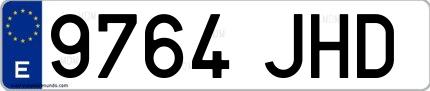 Ejemplo de matrícula española 9764 JHD