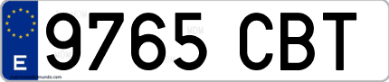 Ejemplo de matrícula de coche ordinaria 9765 CBT