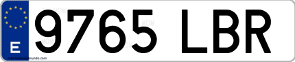 Ejemplo de matrícula de coche ordinaria 9765 LBR