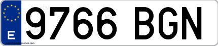 Ejemplo de matrícula de coche ordinaria 9766 BGN