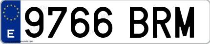 Ejemplo de matrícula española 9766 BRM