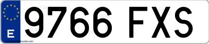 Ejemplo de matrícula española 9766 FXS