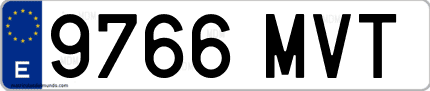 Ejemplo de matrícula de coche ordinaria 9766 MVT