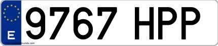 Ejemplo de matrícula española 9767 HPP