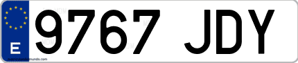 Ejemplo de matrícula de coche ordinaria 9767 JDY