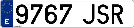 Ejemplo de matrícula española 9767 JSR