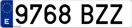 Ejemplo de matrícula española 9768 BZZ