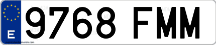 Ejemplo de matrícula de coche ordinaria 9768 FMM
