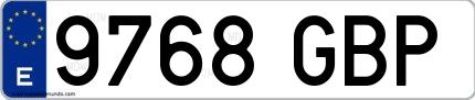 Ejemplo de matrícula española 9768 GBP