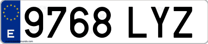 Ejemplo de matrícula de coche ordinaria 9768 LYZ