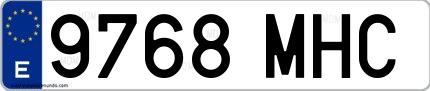 Ejemplo de matrícula española 9768 MHC