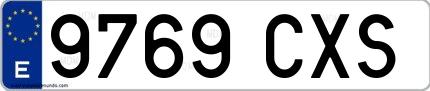 Ejemplo de matrícula de coche ordinaria 9769 CXS