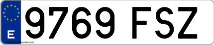 Ejemplo de matrícula de coche ordinaria 9769 FSZ