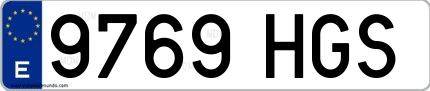 Ejemplo de matrícula española 9769 HGS