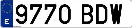 Ejemplo de matrícula española 9770 BDW