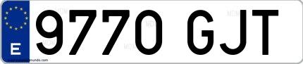 Ejemplo de matrícula española 9770 GJT