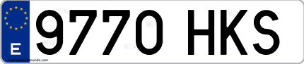 Ejemplo de matrícula de coche ordinaria 9770 HKS