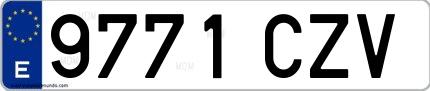 Ejemplo de matrícula española 9771 CZV